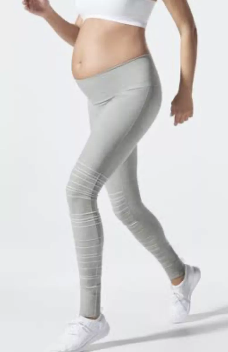 Blanqi Leggings Womens Maternity Dove Gray Striped SportSupport