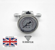 AN6 ASSEMBLED Fuel Low Pressure Gauge Carburetor 15 Psi, 1 bar LIQUID FILLED