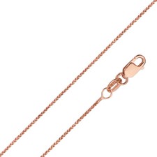 14k Rose Gold 0.9 mm 8 Side Diamond Cut Round Wheat Chain Necklace