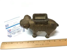 ANTIQUE A.C. WILLIAMS LARGE ELEPHANT CAST IRON COIN BANK NICE SHAPE