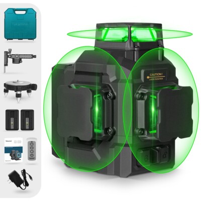 Takamine 12 lines 3D  laser level , Green Cross Line with two batteries