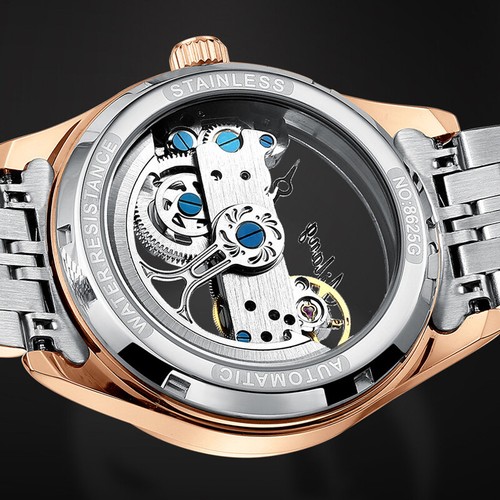 AILANG Men Watch Double-sided Hollow Automatic Mechanical Wristwatch Waterproof - Picture 4 of 30
