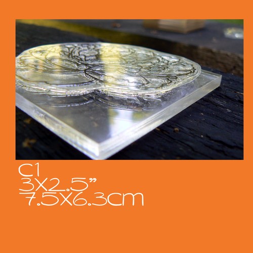 C1 Crystal Clear Large Peony Flower Rubber Stamp Mounted - Picture 3 of 5