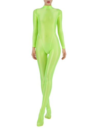 Damen Overall Langarm Bodysuit Bodystockings Strampler Exotisch Full Body Dünn - Bild 57 von 95