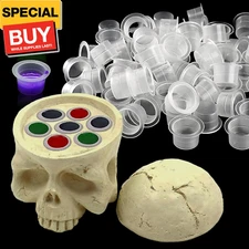 Tattoo Ink Caps Holder with Tattoo Ink Cups -  Skull Shape Caps Holder with 100p