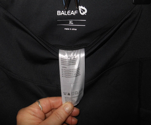 WOMEN'S BALEAF PADDED CYCLING TIGHTS ~ XL ~ BLACK , GRAY PIPING ~ NWT - Picture 4 of 7