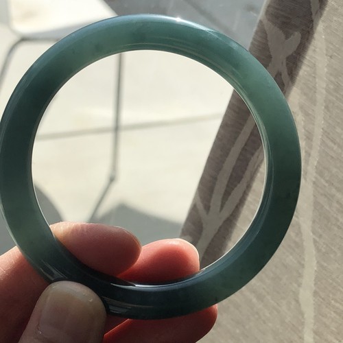 56.6mm Guatemalan Jade Earthy Blue Green Bangle - Picture 9 of 12