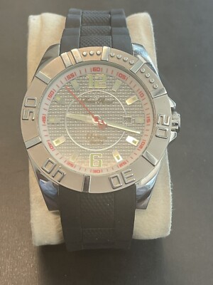 Lucien Piccard Men's A2216WH Silver Dial Black Silicone Watch