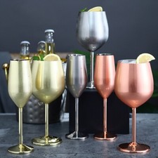 Stainless Steel Champagne Cup Wine Glasses Cocktail Glass Metal Goblet Party UK