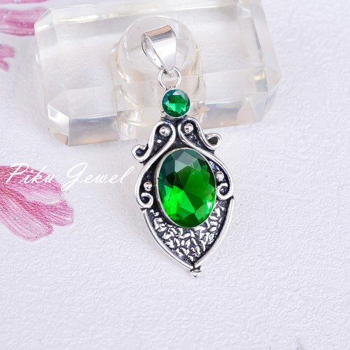 Chrome Diopside Gemstone 925 Sterling Silver Women Pendant New Arrival Jewelry - Picture 3 of 6