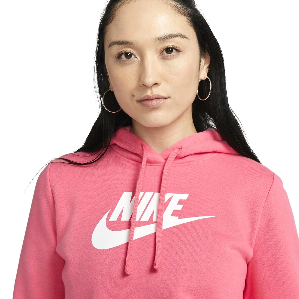 Nike Womens Sportswear Fleece Logo PO Hoodie in Sea Coral Diff Sizes DQ5775 894