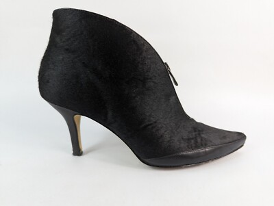 Boutique 9 Black Horsehair All Leather High Heel Ankle Boots Uk 6