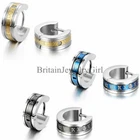 2pcs Men Women Stainless Steel Roman Numerals Hinged Hoop Huggie Earrings Punk