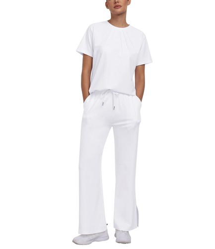 Women's Casual Outfits Set with Pocket Two Piece Sleeveless Shirt Wide Leg Pant - Picture 32 of 81