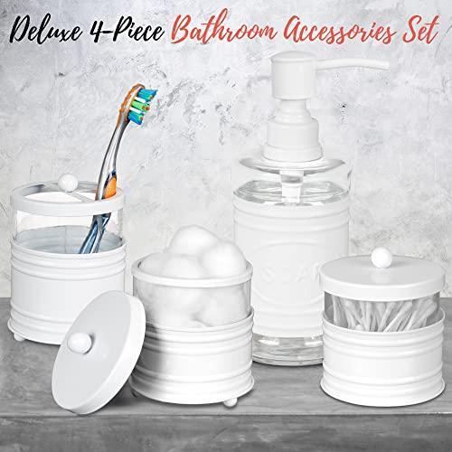 Autumn Alley Set Accessori Bagno Moderno Casale Vetro e Bianco (4 PZ) - - Foto 2 di 7