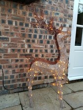 LARGE Outdoor Standing 3D Reindeer LED Lights Christmas Decoration Gold Bronze