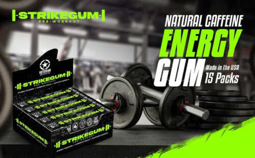 Strike Energy Gum-5 Pkt-Spearmint-90mg Caffeine + 100mg Alpha-GPC per piece-meg - Picture 3 of 6