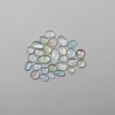 4x5-5.5x11.5 MM Natural Multi Aquamarine Flat Back Side Rose Cut 28 Piece Lot