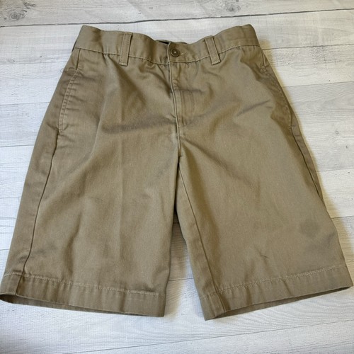 Lands' End Plain Front Uniform Chino Shorts Boys Khaki Size 14 Slim Pre-Owned - Picture 2 of 7