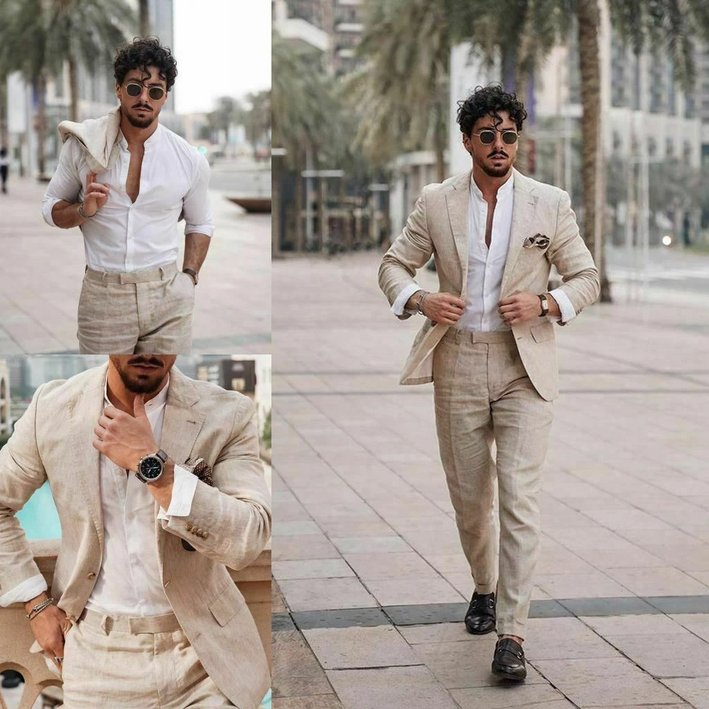 Men's 2 top piece linen outfits