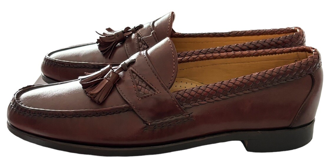 Allen Edmonds MAXFIELD Tassel Dress LOAFERS 10B BRAIDED LEATHER TRIM ITALY! Allen Edmonds Maxfield Mens Tassel Loafers | Mercari main image 4