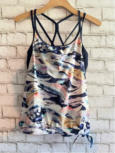Tankini Athleta Azul Vivo Corbata Lateral Blusa Mujer’s Pequeño Top Natación Secado Rápido - Imagen 3 de 10