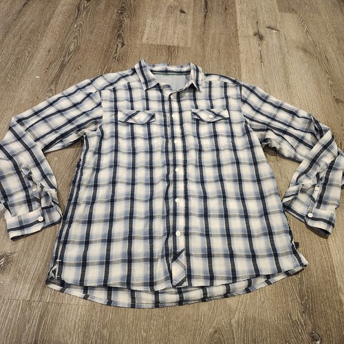 Mountain Hardwear Shirt Mens Large Blue Plaid Long Sleeve Button Up Casual - Picture 2 of 13