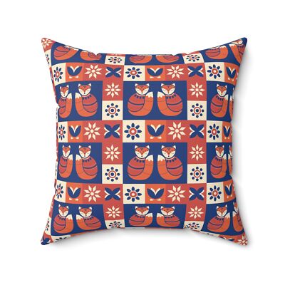 Cat and Flower Spun Polyester Pillow, Sofa Cover, Home Decor, Accent Pillow,