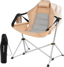 Hammock Camping Chair, Aluminum Alloy Adjustable Back Swinging Chair, Folding Ro