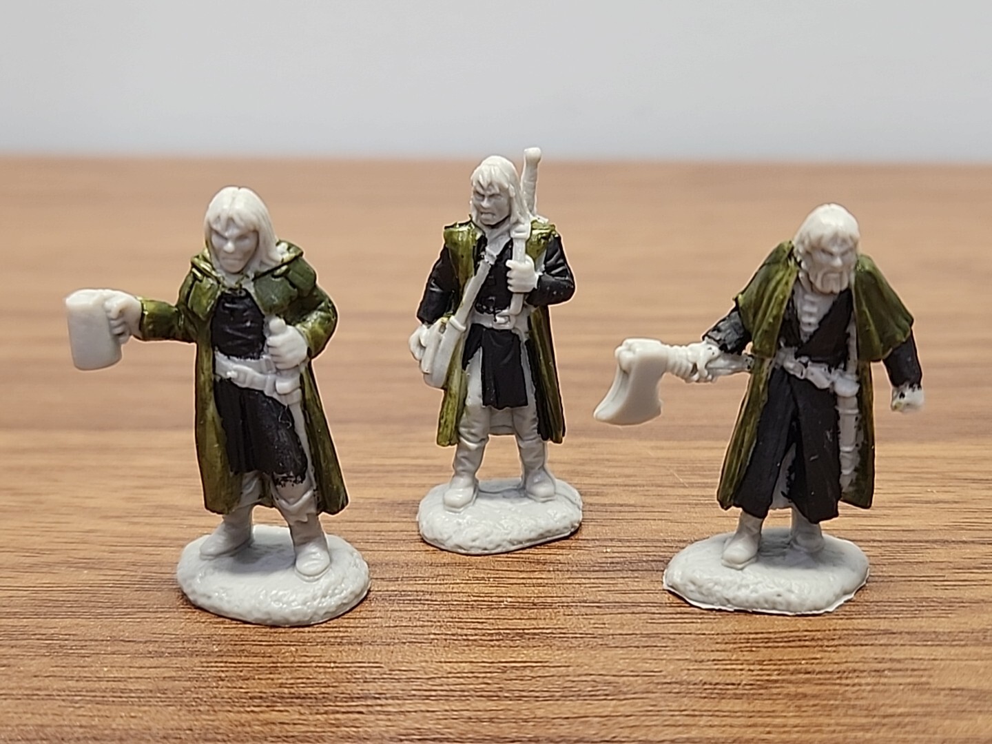3 Partially Painted D&D Miniatures - Traveler, Axe Warrior & More