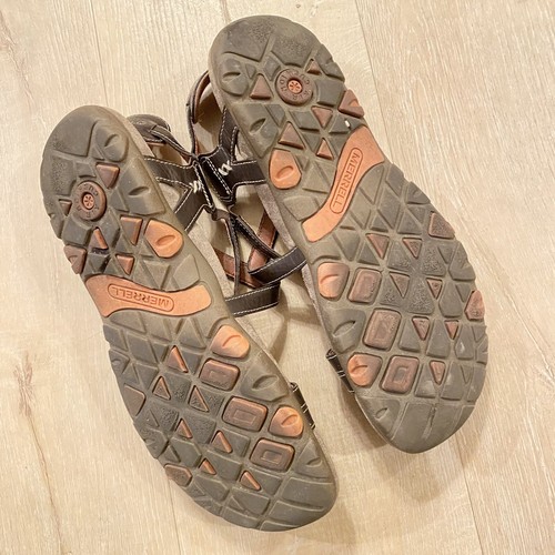 Merrell Sandali Marroni Donna Pelle Tomaia Cuscino Aria Cinturino Regolabile TG 9 - Foto 5 di 7