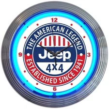 Jeep The American Legend Neon Clock 15"x15"