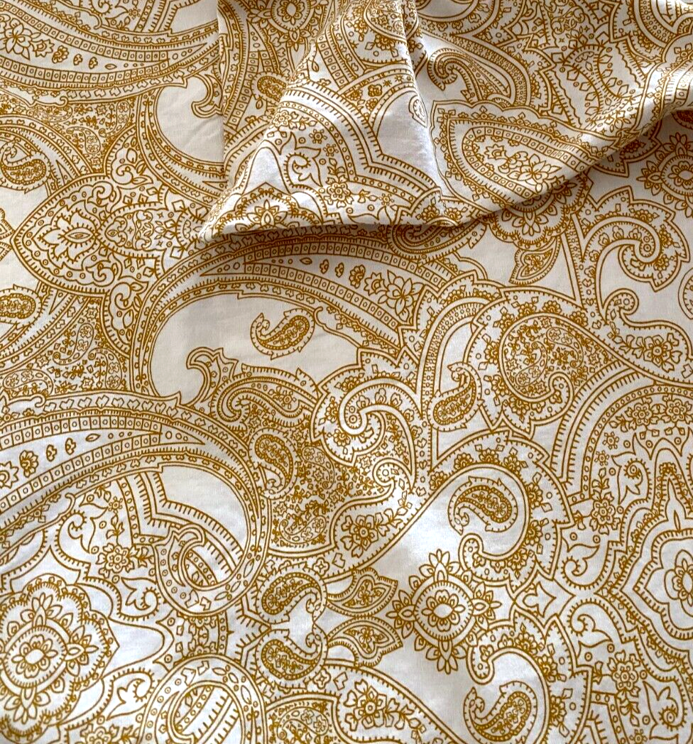 Ikea Jattevallmo Gold White Paisley Twin Duvet Cover 64x86 Soft Cotton Viscose Blend  -image
