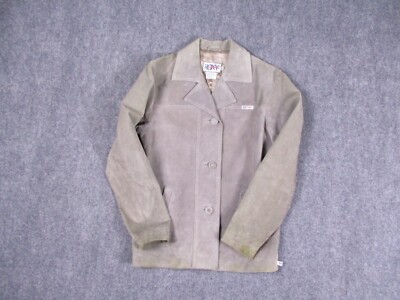 Quiksilver Roxy Jacket Womens Medium Gray Suede Leather Blazer Style Fish Tail