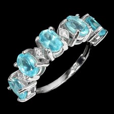 Silver Ring Apatite Genuine Natural Mined Gems Solid Sterling Size N US 6.75