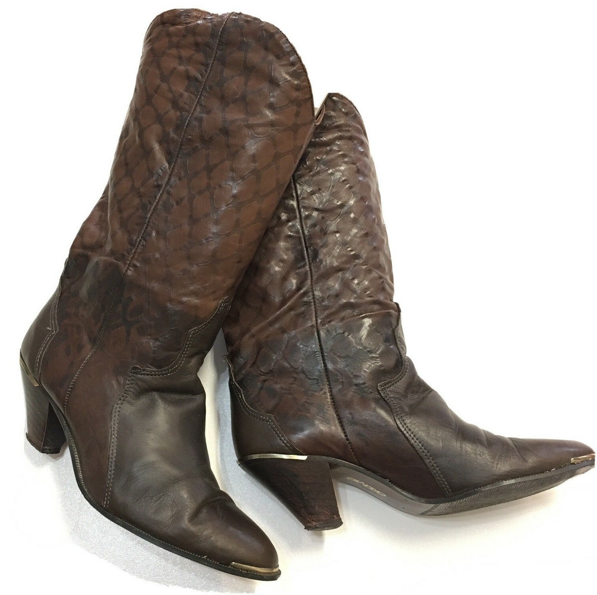 ACME Leather Western Cowboy Boots, Brown w/Pointed Toes. Size 7-1/2 D. Acme Vintage Mens Cowboy Boots Made in USA | Mercari main image 3