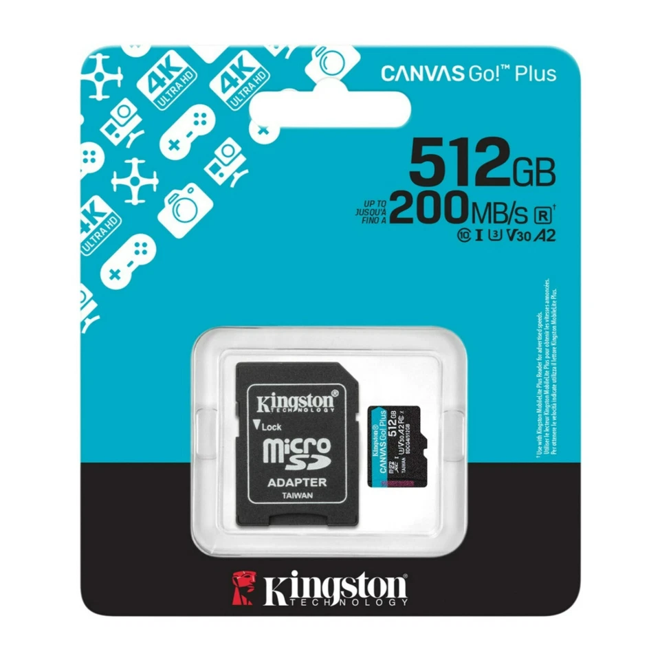 Kingston Canvas Go Plus 512GB U3 V30 A2 microSD Card with SD Adapter - Image 3 of 3