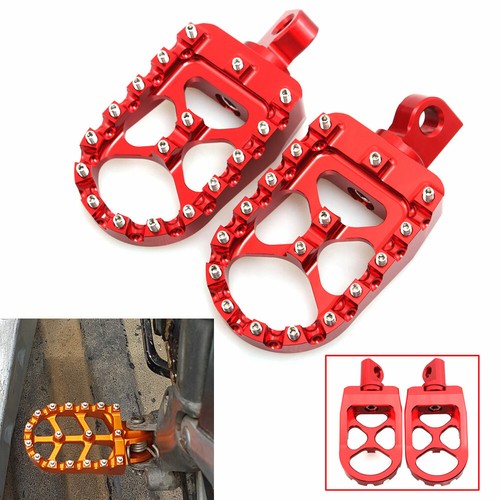 Fit for Harley Dyna Sportster Bobber Red Wide Fat Foot Pegs MX Style Footpegs - Picture 2 of 12