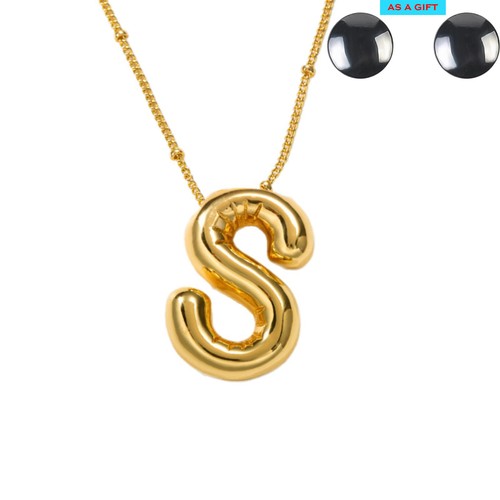 Bubble Letter Necklace Gold Plated With Bead Chain Dainty Jewelry Gift For Women - Picture 77 of 99