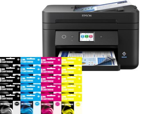 Epson WorkForce WF-2960DWF A4 Colour Inkjet Multifunction Printer Bundle + Inks
