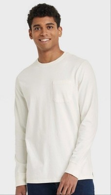 White Long Sleeve Pocket Tee   Men's M | Minimal Essential | NWT | Goodfellow