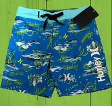 NWT-Hurley Boys SZ: 6T Neptune Blue Island Board Shorts Swim Trunks -Adj. Waist