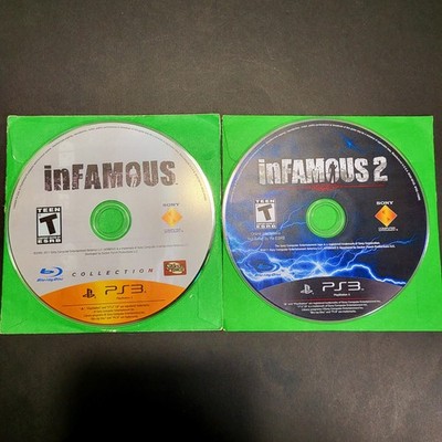 Lot of Sony Playstation 3 (PS3) Games Infamous 1 + Infamous 2 Tested Clean Discs