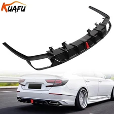 KUAFU Gloss Black Rear Bumper Diffuser Lip Kit+ Light For Honda Accord 2018-2022