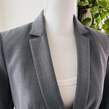 Talbots Charcoal Gray Single Button Wool Blend Womens Blazer Size 2