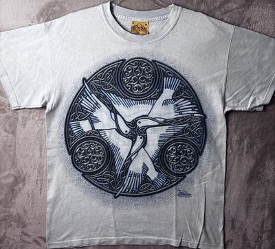 Vintage The Mountain Mens Medium Celtic Bird Knot Graphic T Shirt Blue