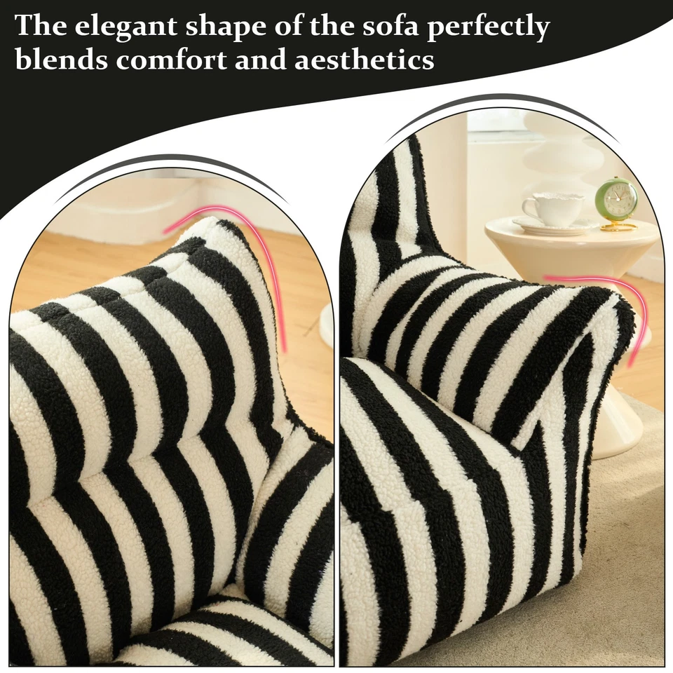 Silla Bolsa de Frijoles Loveseat 47 pulgadas Bolsa de Frijoles Gigante Sofá Perezoso Terciopelo Peluche Adultos Foto 4 de 4