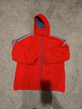 Vintage Nike Yourh Reversible Puffer Jacket Red Gray Hooded Swoosh Logo Size XL