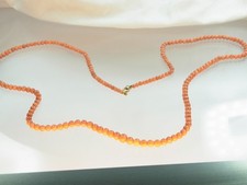 Antike lange Korallen Perlkette lachsfarbene Korallen 80  cm 4,0 - 7,6  mm 1930