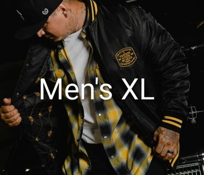 Dixxon Flannel Co. ''Friends In Low Place'' Varsity Jacket Men's Size XL Blck/Gld